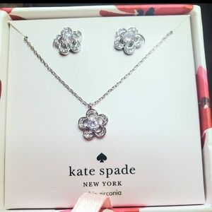 Kate Spade Silver Floral Necklace and Earring Set